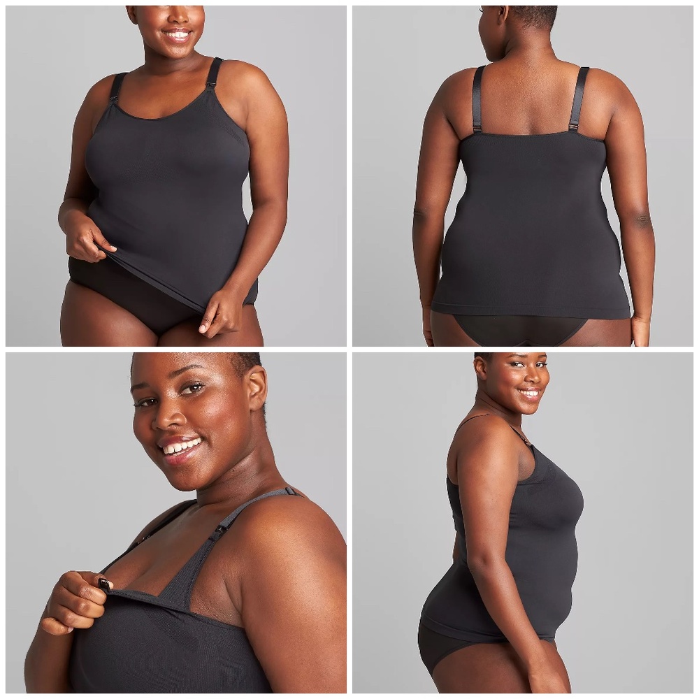Cacique Black Seamless Nursing Cami Tank, Size 14/16, NWT